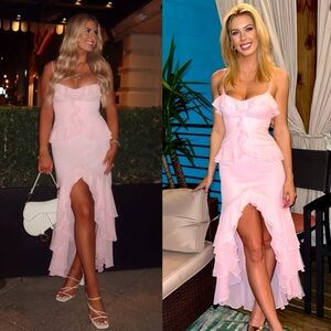 NWT Gianni Bini Sam Sweetheart Neck Sleeveless Ruffle Chiffon Long Dress